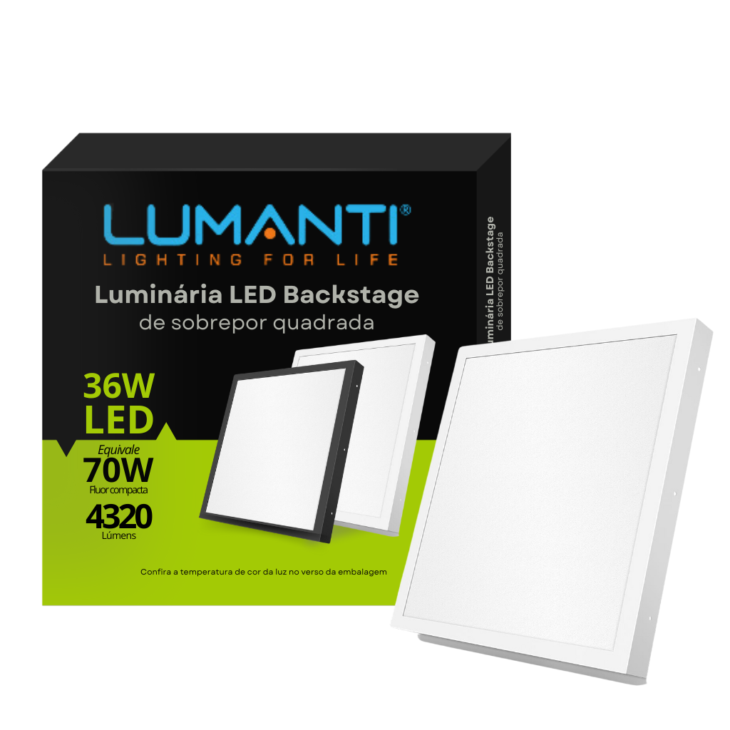 Luminária Led Sobrepor Quadrada 36w Branca - Lumanti