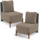 Ver imagem 1 de Kit 02 Poltronas Decorativas Sala de Estar Living Hungria L02 Couríssimo Verde Bouclê Bege - Lyam