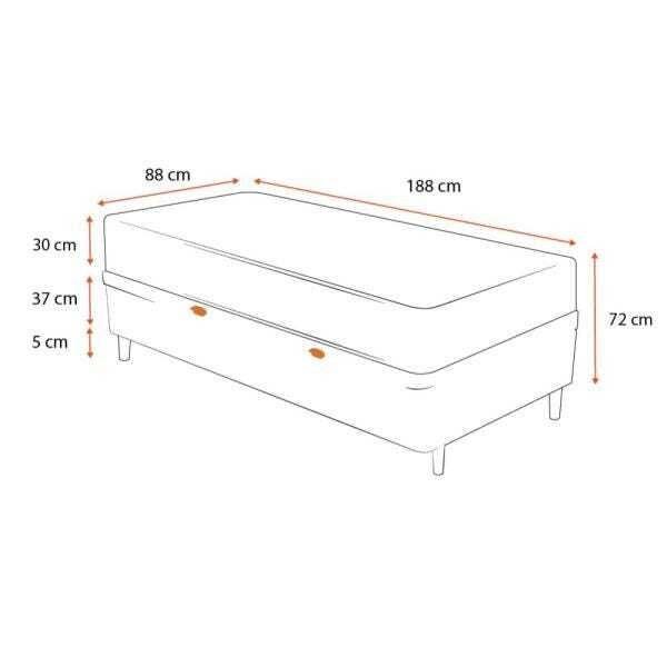 Cama Box Baú e Auxiliar Solteiro Preta + Colchão Mola Superlastic Plumatex - Valencia - - 2