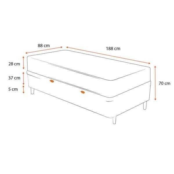 Cama Box Baú e Auxiliar Solteiro Marrom + Colchão de Molas Ensacadas - Sealy - Starck - - 2