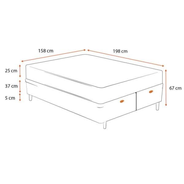 Cama Box Baú Queen Cinza + Colchão de Molas - Castor - Class Tecnopedic One Face 158x198x67cm - 2