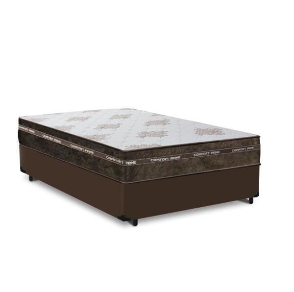 Cama Box Casal Marrom + Colchão de Molas Superlastic Comfort Prime Coil Classic 138x188x57cm - 1