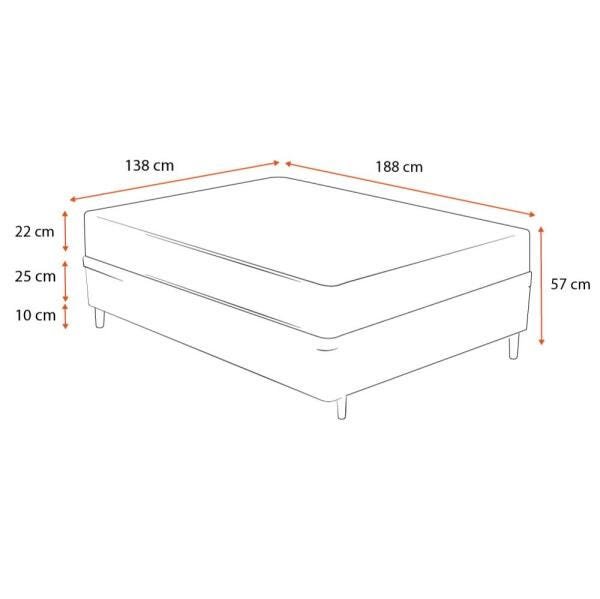 Cama Box Casal Marrom + Colchão de Molas Superlastic Comfort Prime Coil Classic 138x188x57cm - 2