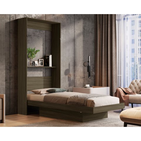 Cama de Solteiro Articulada Castanho Multifuncional com Prateleiras Resistente de Mdf