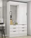 Ver imagem 1 de Guarda Roupa Solteiro com Espelho 2 Portas de Correr 6 Gavetas 108cm Plus Sevilha Branco - Carioca Móveis