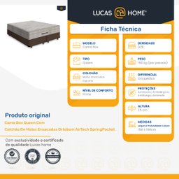 Cama Box com Colchão de Molas Ensacadas Ortobom Airtech Springpocket Queen 158cm - 6