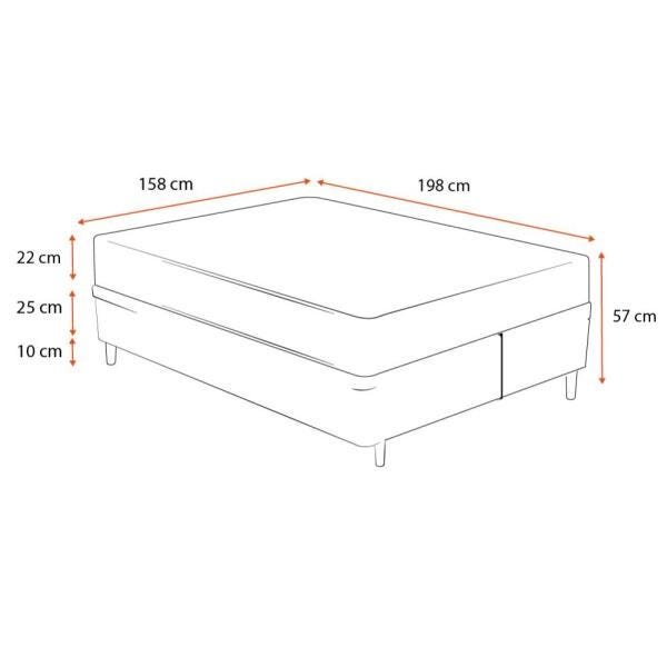 Cama Box Queen Marrom + Colchão de Molas - Comfort Prime - Prime Dreams Classic - 158x198x57cm - 2