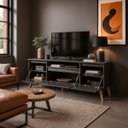 Ver imagem 2 de Rack para TV 150cm Retro MDF Grafite Dallas - On Móveis