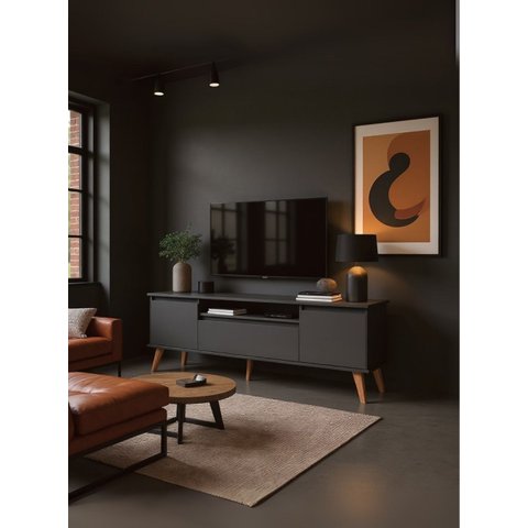 Rack para TV 150cm Retro MDF Grafite Dallas - On Móveis