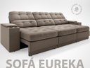 Ver imagem 3 de Sofá com Porta Copos e Carregador USB Eureka 2,30m Assento Retrátil e Reclinável Velosuede