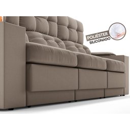 Sofá com Porta Copos e Carregador USB Eureka 2,30m Assento Retrátil e Reclinável Velosuede - 6