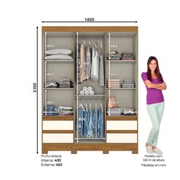 Guarda Roupa Casal 03 Portas 04 Gavetas B55 Briz - 4