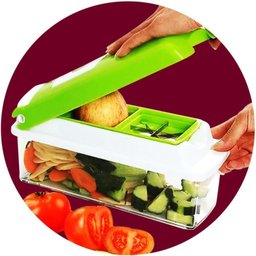 MANDOLINE 11 EM 1 PROCESSADOR RALADOR FATIADOR CORTADOR DE LEGUMES E FRUTAS COM RECIPIENTE - 4