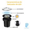 Kit 4 Balizador Led 3w Spot Solo Piso Jardim Branco Quente - Prateado - Preto - Branco Quente - 8