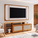 Ver imagem 1 de Rack com Painel para Tv até 75 Polegadas Mozart 2 Portas Mel/off White - Viero Móveis