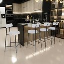 Ver imagem 2 de Kit 02 Banquetas Baixa para Cozinha Sala de Jantar Bancada Milão L02 Linho Cinza - lyam decor Lyam D