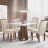 Mesa de Jantar 4 Lugares Kansas/arthus com Vidro Chocolate/off White/suede Bege - Cel Móveis - 1
