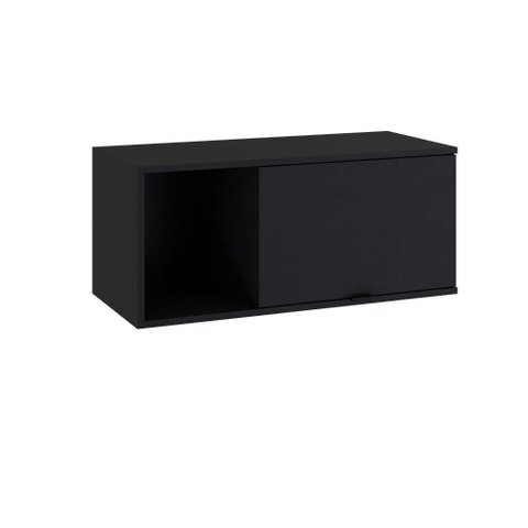Armário Aéreo com Nicho e Porta Basculante 35x80x35cm Wlnp80 Preto Ônix