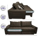 Ver imagem 2 de Sofá Retrátil e Reclinável 2.32M com Molas Ensacadas Cama Inbox Supreme Tecido Suede Café