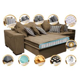 Sofá Retrátil e Reclinável 2.32M com Molas Ensacadas Cama Inbox Supreme Tecido Suede Castor - 3