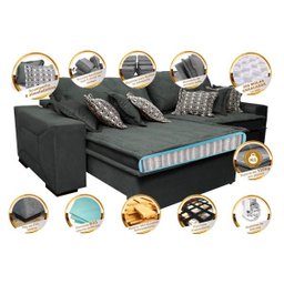 Sofá Retrátil e Reclinável 2.32M com Molas Ensacadas Cama Inbox Supreme Tecido Suede Cinza - 3