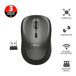 Mouse Sem Fio Usb Wireless Mini Compacto Trust Yvi Wireless Preto 18519i - 5