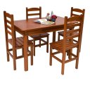 Ver imagem 1 de Conjunto de Mesa Verniz com 4 Cadeiras
