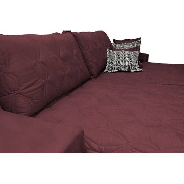 Sofá Retrátil e Reclinável 2.72M com Molas Ensacadas Cama Inbox Supreme Tecido Suede Vinho - 4