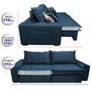 Ver imagem 2 de Sofá Retrátil e Reclinável 3.12M com Molas Ensacadas Cama Inbox Supreme Tecido Suede Azul