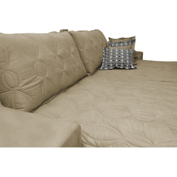 Sofá Retrátil e Reclinável 3.12M com Molas Ensacadas Cama Inbox Supreme Tecido Suede Bege - 4