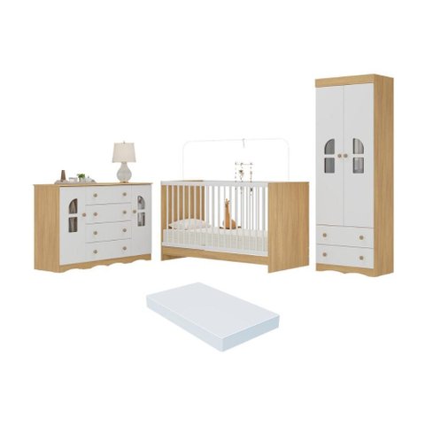Quarto de Bebê Completo com Berço 3 em 1 com Colchão Incluso Liz Multimóveis Mp4579