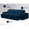 Sofá com Porta Copos e Carregador Usb Ret Rec Luke 2,50m Veludocristal Azul Marinho - Netsofas - 4