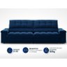 Sofá com Porta Copos e Carregador Usb Ret Rec Luke 2,50m Veludocristal Azul Marinho - Netsofas - 3