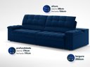 Ver imagem 3 de Sofá com Porta Copos e Carregador Usb Ret Rec Luke 2,50m Veludocristal Azul Marinho - Netsofas