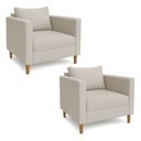 Ver imagem 1 de Kit 02 Poltronas Decorativa Milena Linho Pés de Madeira - Pallazio