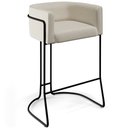 Ver imagem 1 de Banqueta Decorativa Fixa Base De Aço Preto Betina D02 Linho Champagne A-49 - Lyam Decor