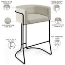 Ver imagem 4 de Banqueta Decorativa Fixa Base De Aço Preto Betina D02 Linho Champagne A-49 - Lyam Decor