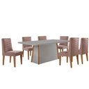 Ver imagem 2 de Mesa de Jantar Diane 180cm Tampo Mdf Vidro 6 Cadeiras Safira Moderna Linho Capuccino Off White