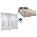 Ver imagem 1 de Cama Box Casal + Colchão Scotland Herval + Guarda Roupa Master Vip 8.4 Branco