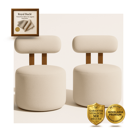 Kit 2 Poltrona Orgânica Chloe para Sala de Estar e Recepção:Bege