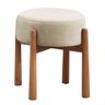 Puff Banqueta Lotus Luxo Madeira Maciça Castellar Móbile Linho Bege Claro - 1