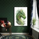 Ver imagem 2 de Quadro Decorativo Arte Dragão Verde 70x50cm Mold Preta