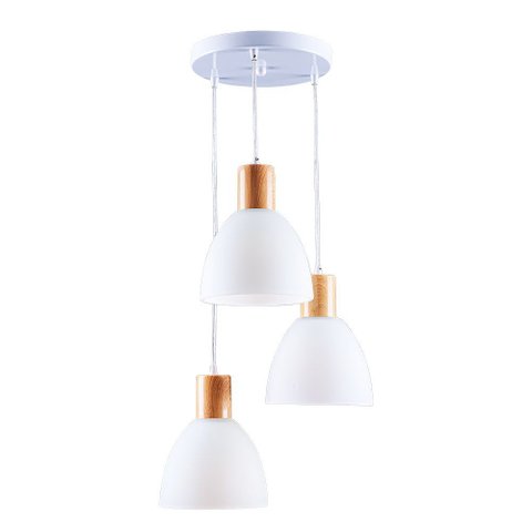 Lustre Pendente Wood Detalhes Cor Madeira 3 Lâmpadas