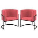 Ver imagem 1 de Kit 02 Poltronas Lua Sala Decorativa Base de Ferro Black Cor:rosa