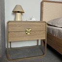 Ver imagem 5 de Mesa de Cabeceira 60cm Luna Orgânica 2 Gavetas Pé Metal - Artesano