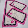 Tapete De Crochê Kit Passadeira Primavera Criativa:Pink e Preto - 2