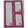 Tapete De Crochê Kit Passadeira Primavera Criativa:Pink e Preto - 5