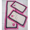 Tapete De Crochê Kit Passadeira Primavera Criativa:Pink e Preto - 1