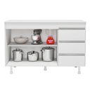 Ver imagem 3 de Balcão Gabinete Lux para Pia de 120cm 100% Mdf com Tampo 02 Portas e 03 Gavetas Branco - Desk