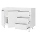 Ver imagem 4 de Balcão Gabinete Lux para Pia de 120cm 100% Mdf com Tampo 02 Portas e 03 Gavetas Branco - Desk
